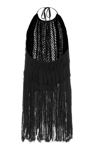 Delphinia Fringed Cotton-Silk Halter Top展示图