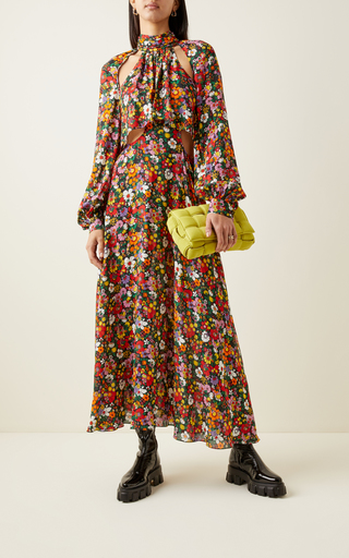 Cutout Floral Crepe Maxi Dress展示图