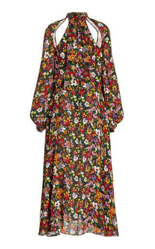 Cutout Floral Crepe Maxi Dress展示图