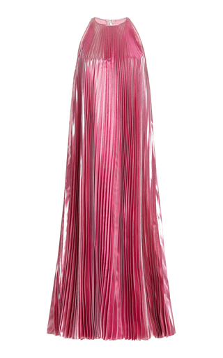 Crystal-Embellished Pleated Satin Midi Dress展示图