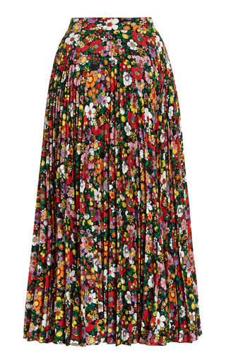 Pleated Floral Cady Midi Skirt展示图