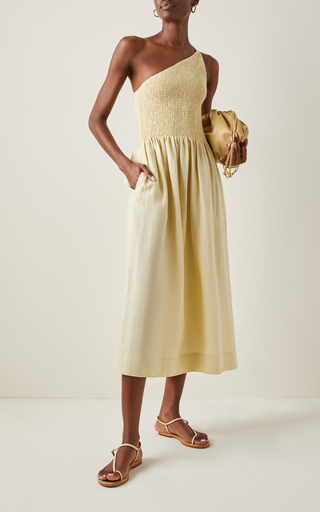 Isa One-Shoulder Linen Maxi Dress展示图