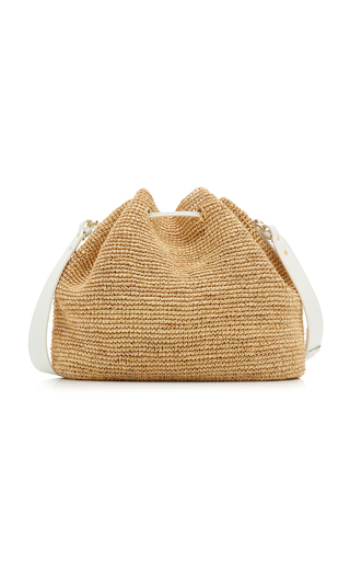 Joni Leather-Trimmed Raffia Drawstring Bag展示图