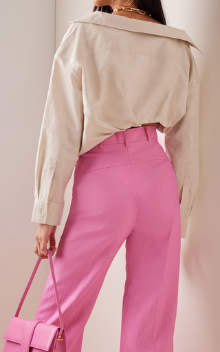 La Mejean Draped Cotton-Line Cropped Shirt展示图