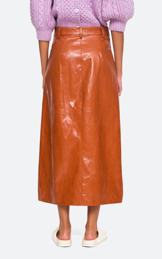 Laurence Vegan Leather Midi Skirt展示图