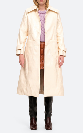 Laurence Belted Vegan Leather Coat展示图