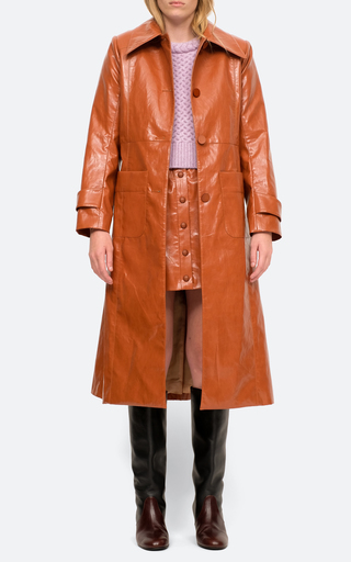 Laurence Belted Vegan Leather Coat展示图