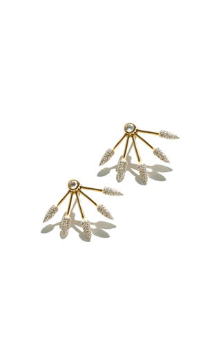 Five Spike 18K Yellow Gold Diamond Earrings展示图