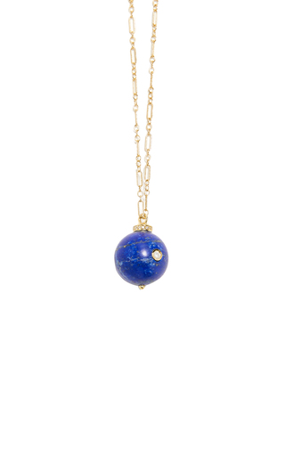 Full Moon 18K Yellow Gold Lapis, Diamond Necklace展示图