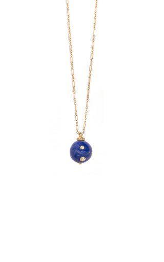 Full Moon 18K Yellow Gold Lapis, Diamond Necklace展示图