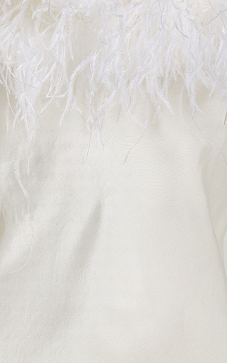 Boheme Feather-Trimmed Satin Slip Dress展示图