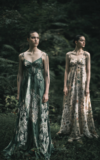 Ganina Printed Lace-Panelled Silk Maxi Dress展示图