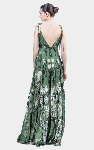 Ganina Printed Lace-Panelled Silk Maxi Dress展示图