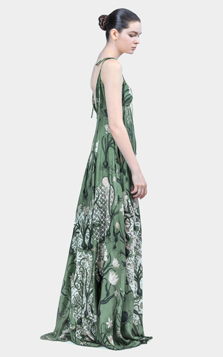 Ganina Printed Lace-Panelled Silk Maxi Dress展示图