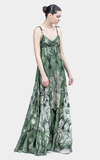 Ganina Printed Lace-Panelled Silk Maxi Dress展示图