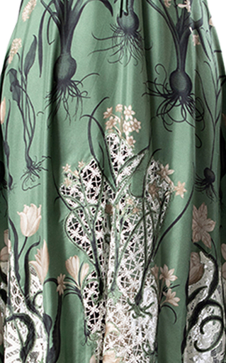 Ganina Printed Lace-Panelled Silk Maxi Dress展示图