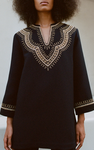 Karine Embroidered Wool-Silk Tunic Dress展示图