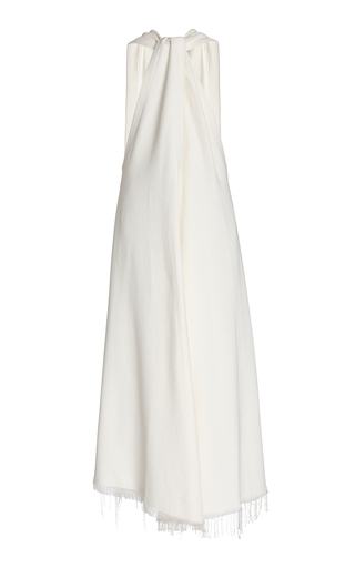 Plunge-Neck Boucl��-Crepe Maxi Dress展示图