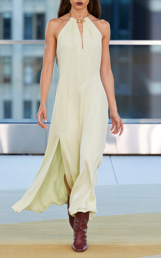 Leoni Draped Textured Crepe Maxi Dress展示图