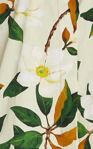 Magnolia Flower Button Front Cotton Blouse展示图