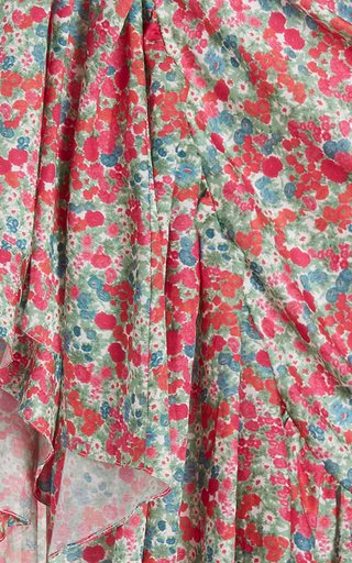 Meadow Floral Asymmetric Cotton-Silk Maxi Skirt展示图