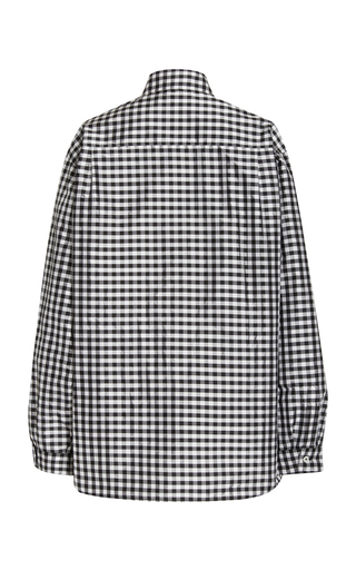 Gingham Silk Button-Up Shirt展示图