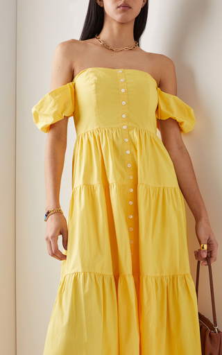Elio Cotton Poplin Off-The-Shoulder Midi Dress展示图