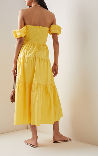 Elio Cotton Poplin Off-The-Shoulder Midi Dress展示图