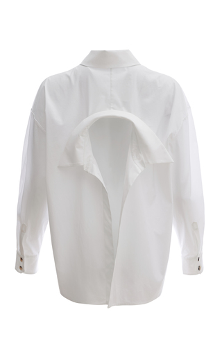 Collar-Cutout Stretch-Cotton Shirt展示图