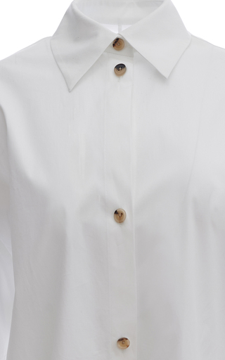 Collar-Cutout Stretch-Cotton Shirt展示图