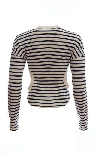 Cutout Striped Organic Cotton Knitted Top展示图