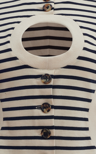 Cutout Striped Organic Cotton Knitted Top展示图