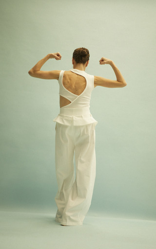 Layered-Effect Cotton Wide-Leg Pants展示图