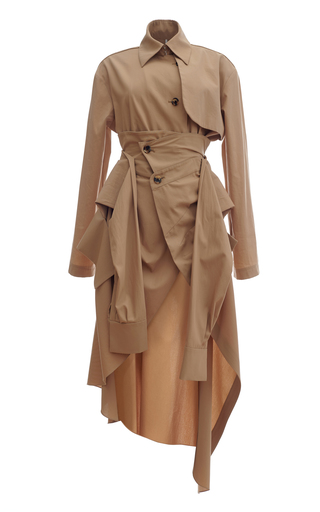 Draped Asymmetric Shirt-Effect Cotton Coat展示图