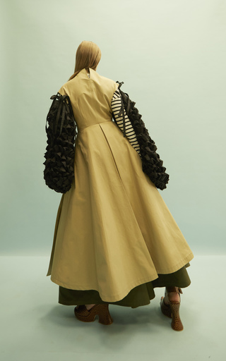 Woven-Sleeve Cotton Trench Coat展示图