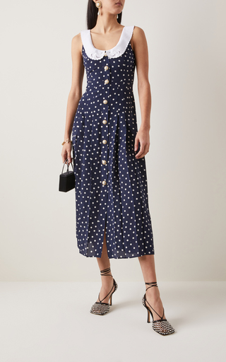 Polka Dot Silk Midi Dress展示图