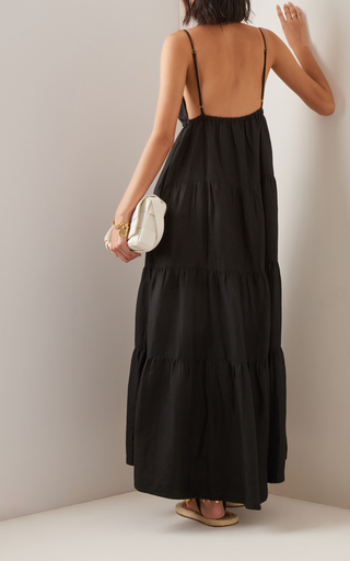 Exclusive Fleur Tiered Linen Midi Dress展示图