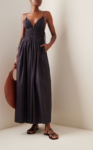 Shirred Cotton Maxi Dress展示图