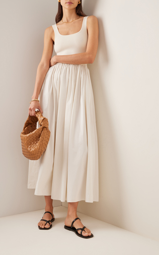 Ribbed-Knit and Cotton Maxi Dress展示图