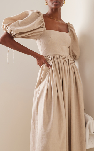 Linen-Blend Maxi Dress展示图