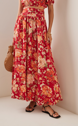 Exclusive Raquel Linen-Blend Maxi Skirt展示图