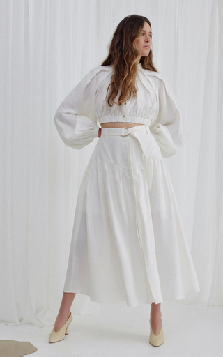 Winrose Belted Linen-Blend Maxi Skirt展示图