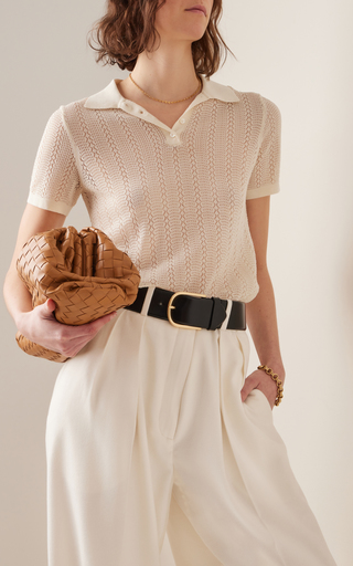 Kenza Pointelle-Knit Cotton-Blend Polo Sweater展示图