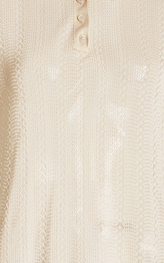 Kenza Pointelle-Knit Cotton-Blend Polo Sweater展示图