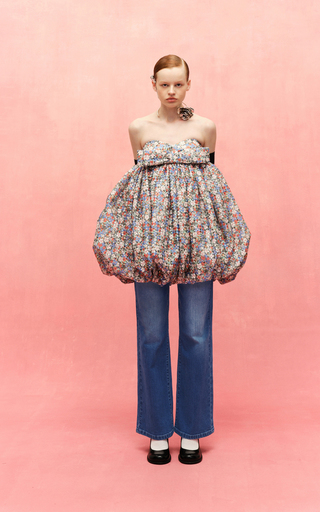 Bow-Detailed Sequined Floral Satin Mini Bubble Dress展示图