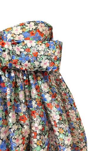 Bow-Detailed Sequined Floral Satin Mini Bubble Dress展示图