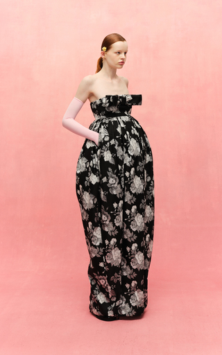 Bow-Detailed Crepe Satin Strapless Maxi Dress展示图