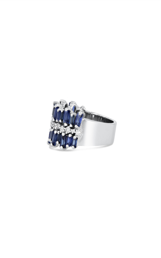 18K White Gold Sansa Dark Blue Half Band展示图