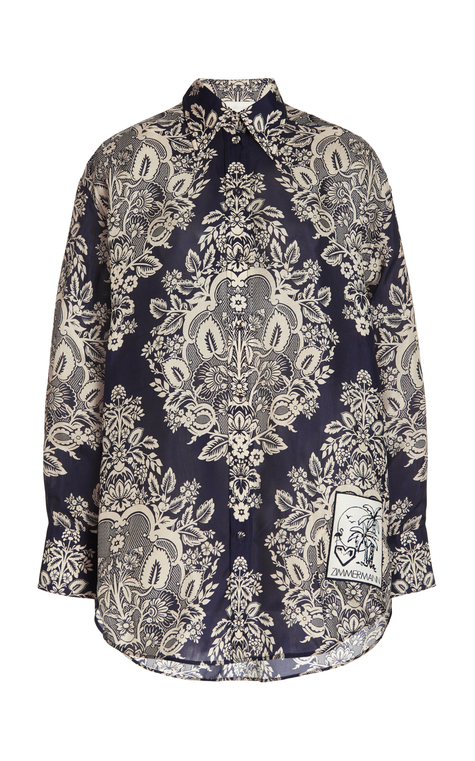 Zimmermann Women's Pattie Floral Cotton Shirt In Navy | ModeSens