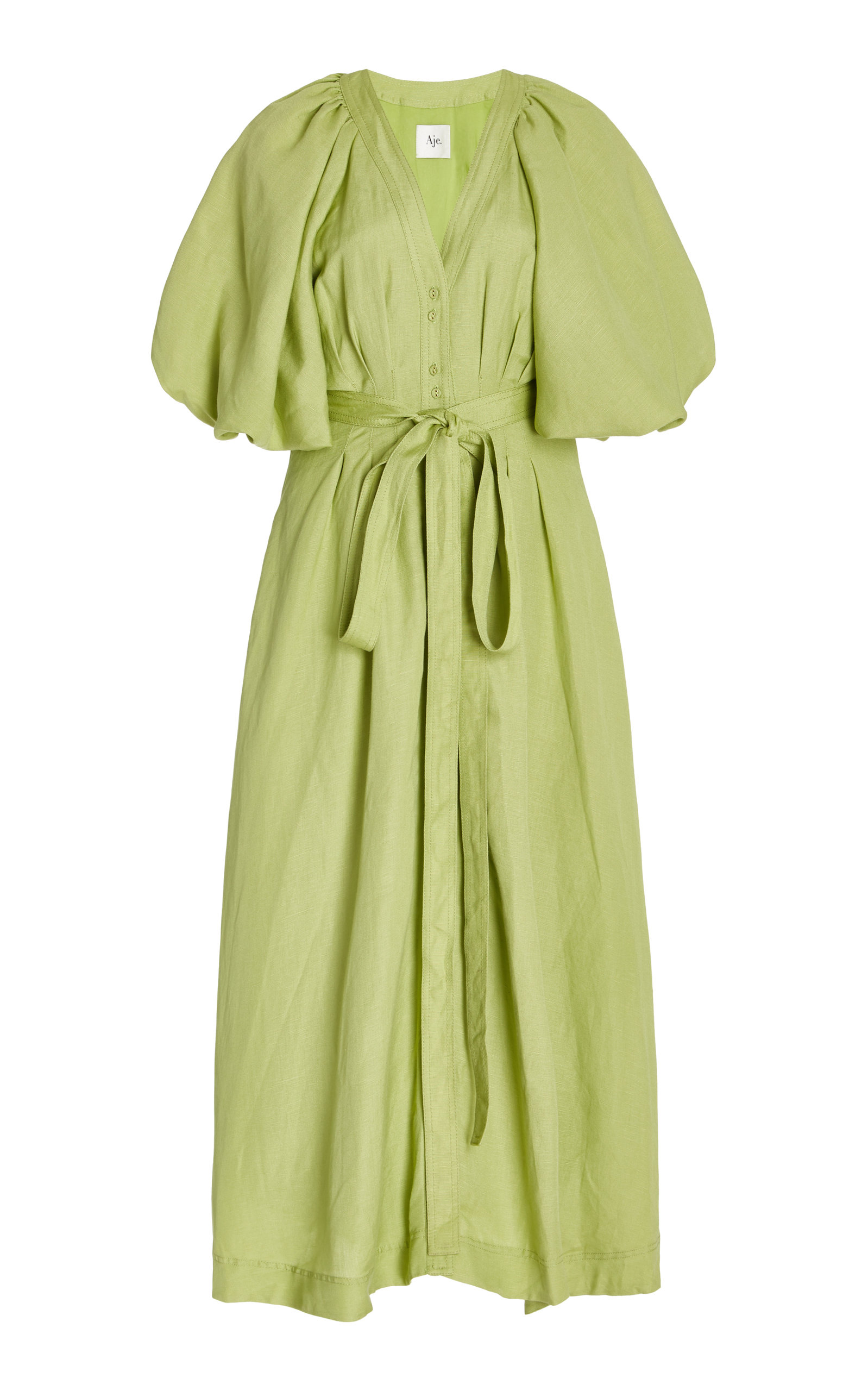 Evermore Belted Linen-Blend Maxi Shirt Dress